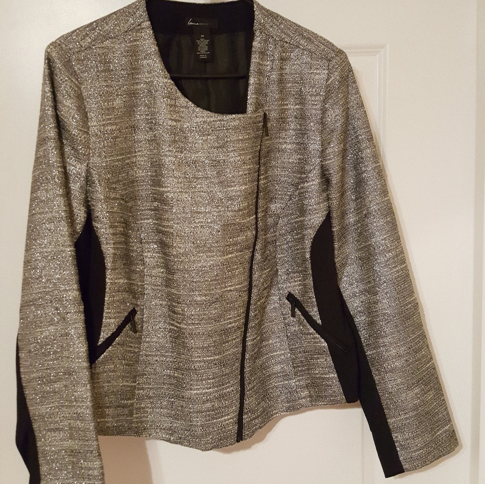 BRAND NEW Size 24 Lane Bryant Metallic Silver & Black Blazer